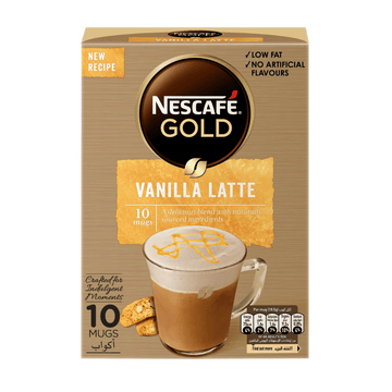 Nescafe Gold Vanilla Latte Low Fat 10×18.5g —