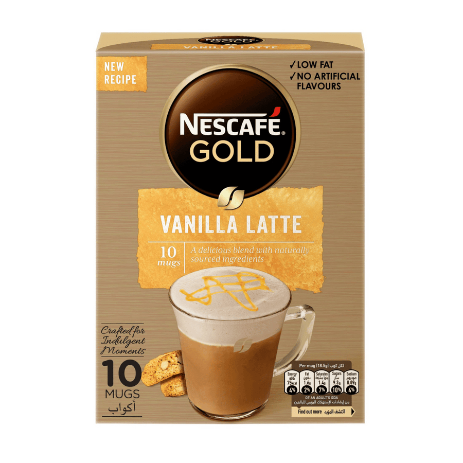 Nescafe Gold Vanilla Latte Low Fat 10×18.5g —