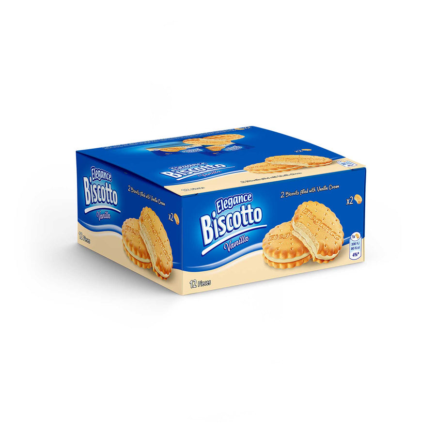 ELEGANC BISCOTTO 2 BISCUITS FILLED WITH VANILLA CREAM 12X34G